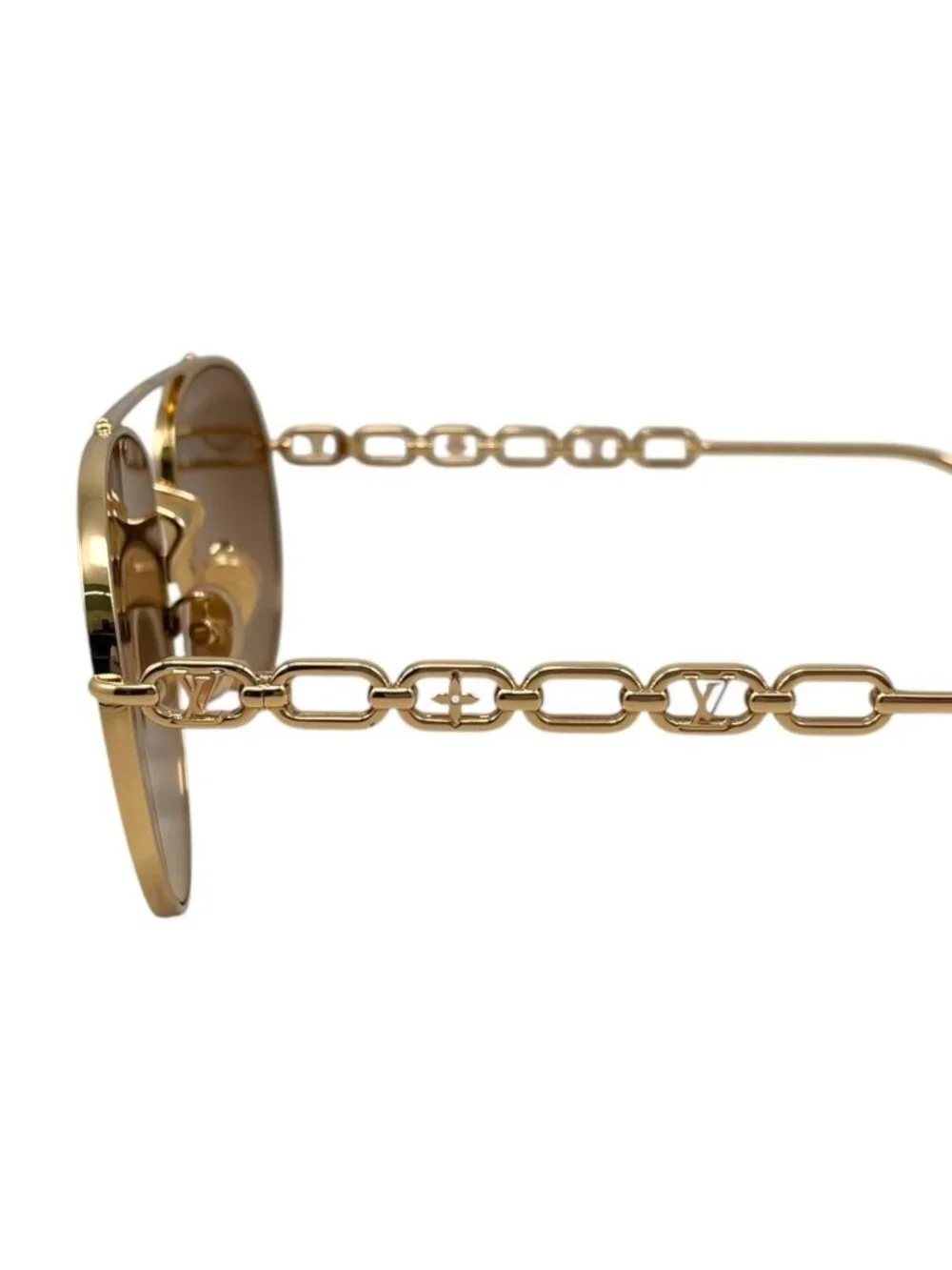 Louis Vuitton Sunglasses My LV Chain Pilot Monogram Flower LV Logo Gold Eyewear